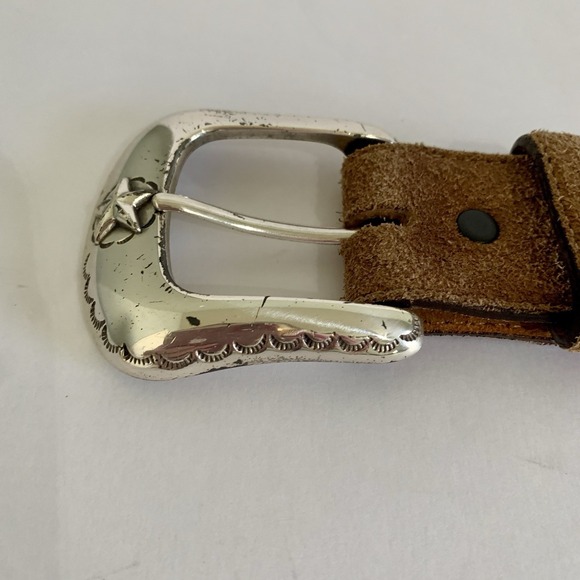 Justin Western Leather Belt Size 36 Brown Concho Star Inlay Cowboy 90's Western - Picture 9 of 16